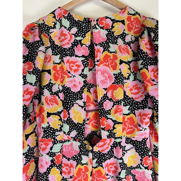 Topshop Floral Long sleeve open back dress Slit front Empire Waist Size US 6 - Picture 11 of 11
